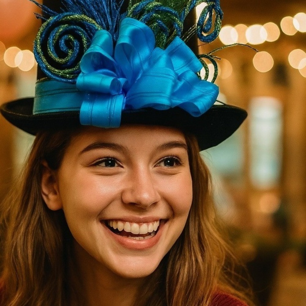 Whimsical Top Hat Blue Green Decorative Hat Party‎ Costume Unique